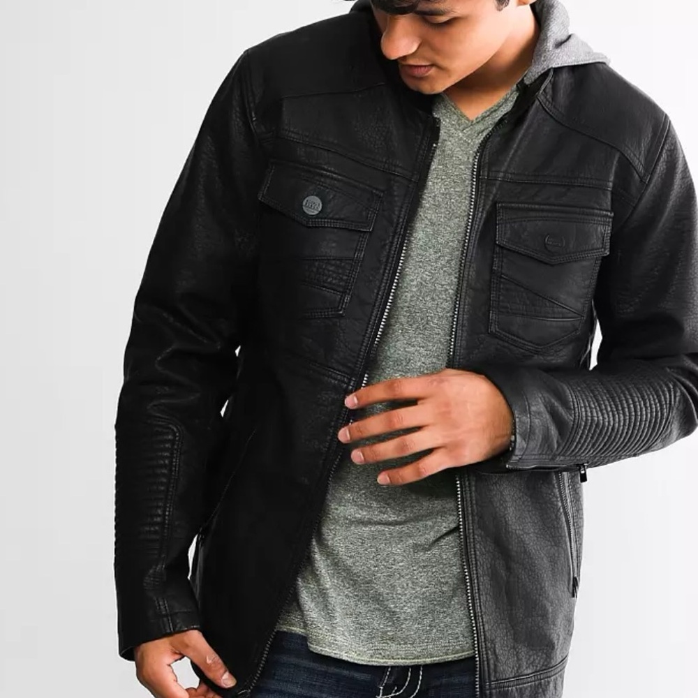 Buckle Men's Black Hooded Jacket